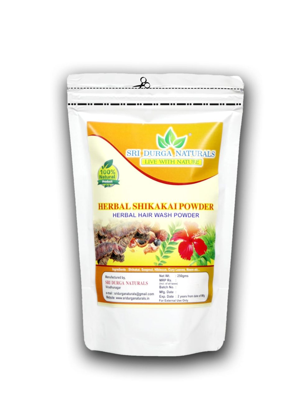 Sri Durga Naturals Herbal Shikakai Powder/Hair Wash Powder - 250 g