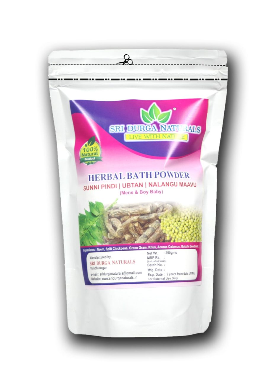 Sri Durga Naturals Herbal Bath Powder/Nalungu Maavu/Sunnipindi/UBTAN (Men & Boy Baby) - 250 g